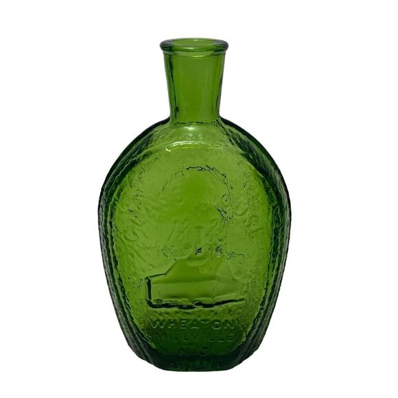 Vintage Wheaton Glass Bottle Green  8.5" High Retro Colonial Style Ben Franklin - Picture 2 of 8